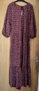 Nwt wine floral tiered maxi dress size 18 - Picture 1 of 6