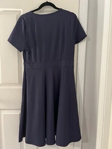 Bokaly Vintage Plissee Party A Linie Kleid Kurzarm Navy Größe L - Bild 1 von 3