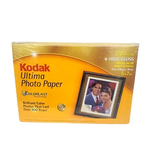 KODAK ULTIMA 5 X 7 PHOTO PAPER for Inkjet Prints, 20 Sheets High Gloss -Archival - Picture 1 of 2