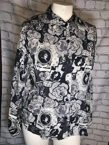 Camisa TF LA Vintage Poliéster Damas Estrella de Cine Floral Mediana Abotonada Paté - Imagen 1 de 9