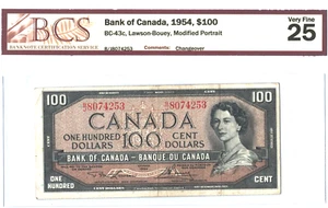 1954 $100 Bank of Canada BC-43C - BCS VERY FINE 25 - Picture 1 of 2