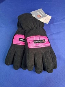 Gloves Winter Snow Girls Black Pink Swiss Tech Size 12-16 L/XL - Picture 1 of 3