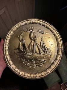 Vintage Sunshine Biscuits Spanish Galleon Sailing Ship Tin Nautical Wall Hanging - Picture 1 of 8