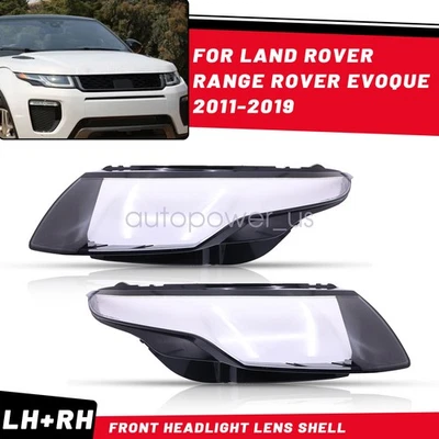 Pair Headlight Lens Cover For Land Rover Range Rover Evoque 2011-2019 Left+Right - Image 1 of 4