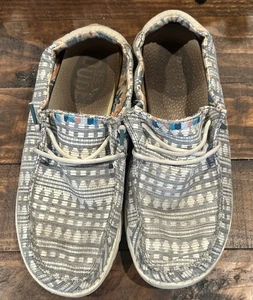 Hey Dude Wendy Boho Embroidery Grey Sneaker Slip On Women's Size 8 - Picture 1 of 5
