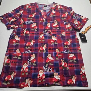 XS Grumpy Snow White Cherokee Scrubs Disney Tooniforms Mens V Neck NEW NWT - Picture 1 of 5