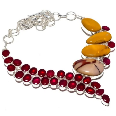 Collana gioielli in argento sterling 925 fatta a mano con pietre preziose in ... - Immagine 1 di 4