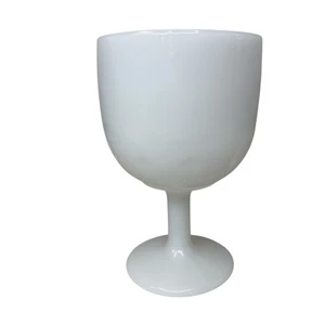Vintage White Milk Glass Goblet 6.5” Pedestal Cup Chalice Vase – Mid Century - Foto 1 di 6