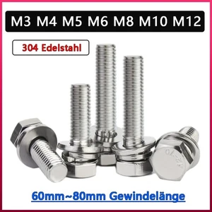 Sechskantkopf Set Schrauben Vollgewinde Metrische Schrauben Mit Unterlegscheibe - Picture 1 of 94