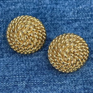 Vintage Monet Spirale Blume Floral goldfarben Ohrstecker rund Glam - Bild 1 von 4