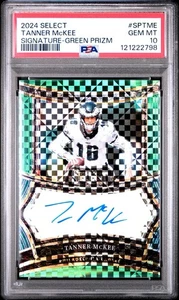 2024 Tanner McKee Select Signatures Green Auto /5 PSA 10 Eagles QB SP POP 1 - Picture 1 of 3