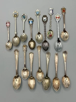 ⭕️ LOTE DE 16 CUCHARADITAS VINTAGE DE RECUERDO Y PLATA DEL MUNDO COLECCIONABLES Foto 1 de 4