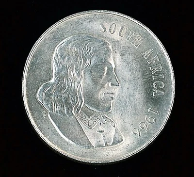 Silbermünze, Süd Afrika;  1966; 1 RAND, 800er Silber, vorzüglich, Springbock - Bild 1 von 2