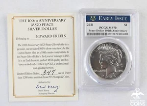 2021 US $1 Silver Coin PEACE DOLLAR 100th Anniversary PCGS MS70 Early Issue - Picture 1 of 4