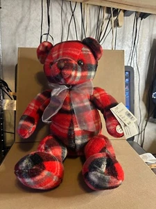 stuffed bear Christmas Dillards Collectable Plaid Music Bear - Picture 1 of 4