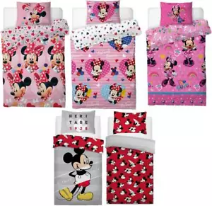 Minnie Mouse Mickey Mouse Single Duvet Cover Bedding Set Disney Quilt Reversible - Picture 1 of 15