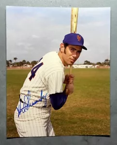 FOTO DE BATEO A COLOR 8x10 autografiada por Shamsky Met Art 1969 de Nueva York con certificado de autenticidad * - Imagen 1 de 3