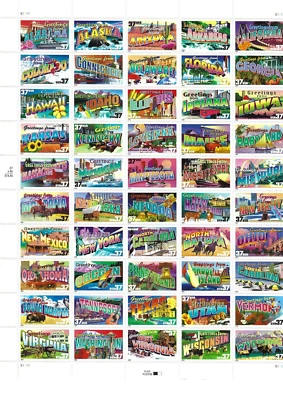 US Scott# 3745a 2002 37c Booklet Pane of 50 States S1111 Left MNH VF - Image 1 of 2