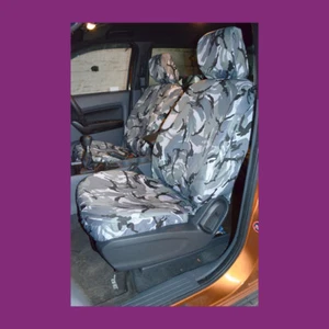 Par de fundas de asiento delanteras gris camuflaje Ford Ranger 2012-2022 impermeables a medida - Imagen 1 de 2