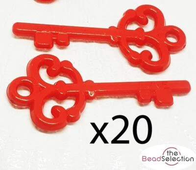 THEBEADSELECTION 20 RED LARGE KEY CHARMS PENDANTS ACRLIC 62mm MAGIC SANTA KEYS XMAS SK1