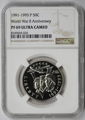 1991-1995-P World War 2 WWII Modern Commemorative 50C Proof PF 69 Ultra Cam NGC - Image 1 of 4
