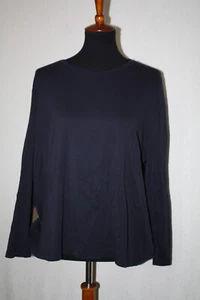 Talbots Petites Sz 3Xp Navy Blue Pima Cotton Knit Round Neck Tee Long Sleeve - Picture 1 of 6