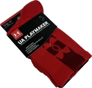 Calze Under Armour Playmaker Bambini Rosso Crew Poliestere UA Performance Taglia 13.5K-4Y - Foto 1 di 2