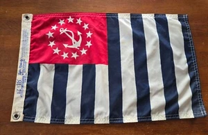 VTG MID-CENTURY US POWER SQUADRONS 12x18 FLAG TAYLOR MADE FROM NEWPORT RI ESTATE - Picture 1 of 7