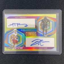 2023 Leaf Vivid A.T. Perry Jake Haener Colorful Combos Yellow 7/10 Dual Auto