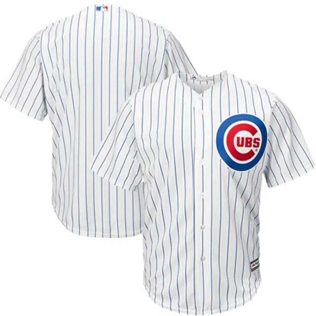 Majestic Chicago Cubs Cool Base Pinstripe Tackle Twill Baseball Jersey - White, XL