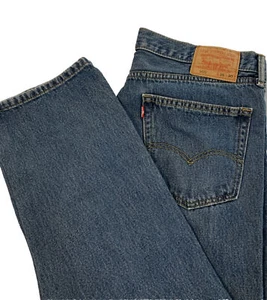 Pantalones de mezclilla vintage Levi's 505 para hombre azul medio lavado 36 X 30 amplio corte recto - Imagen 1 de 6