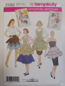 Apron Full Half Waist S M L Simplicity 2592 Sewing Pattern UC Housewife Ruffle - Picture 1 of 10