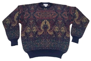 Vintage Tricots St Raphael pure merino wool sweater All Over Pattern Men Large - Picture 1 of 8