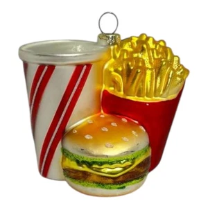 HAMBURGUESA HAMBURGUESA HAMBURGUESA PAPAS FRITAS BEBIDA COMIDA COMEDOR DECORACIÓN ÁRBOL DE NAVIDAD COMIDA ADORNO - Imagen 1 de 4