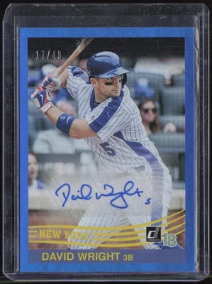 2018 Panini Donruss Blue David Wright 17/49 Auto Autograph  - Image 1 of 2