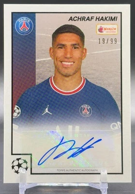 2021-22 Topps Merlin Heritage 97 UCL #06 Achraf Hakimi PSG Auto /99 - Image 1 of 2