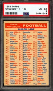 1956 Topps Football Checklist PSA 4 - Bild 1 von 2