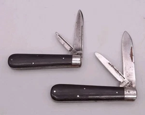 2 Vintage Russell Barehead Jack Taschenmesser Lot Holz Straight Line Tang Mark - Bild 1 von 23