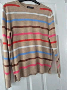 M&S Camel Striped Jumper. Size 12. VGC - Picture 1 of 5