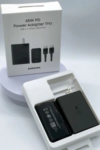 Véritable Samsung 65W Chargeur Rapide Prise Triple Port Trio PD Adaptateur Secteur US/CA - Photo 1 sur 12