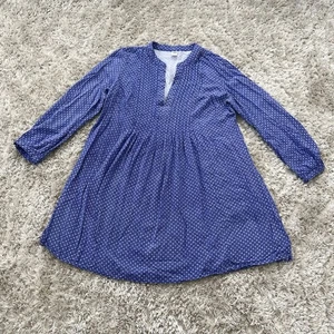 Camisa túnica antigua azul marino para mujer talla MEDIANA manga larga floral viscosa cuello en V - Imagen 1 de 7