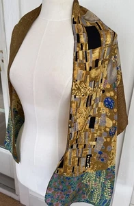 Gustav Klimt THE KISS Seidentuch 37”x 17” Damen groß rechteckig - Bild 1 von 8