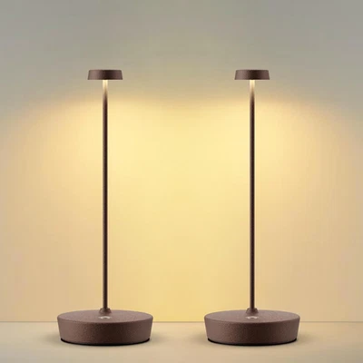 Paquete de 2 lámparas de mesa LED inalámbricas recargables regulables control táctil interior exterior Foto 1 de 4