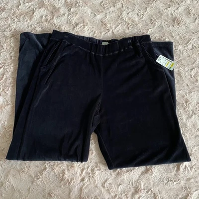 NWT Onque Casuals Womens XL Black Velvet Lounge Pants - Image 1 of 4