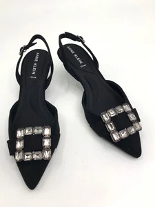 Zapatos de salón Anne Klein Inez con hebilla de estrás gatito tacón de 2" negro 7 nuevos sin caja - Imagen 1 de 7