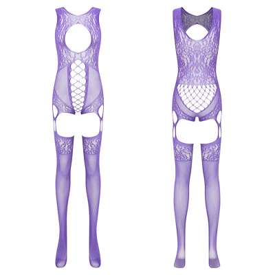 Meia-calça macacão feminino renda floral rede de pesca meias ocas - Imagem 1 de 4