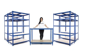 4 x Heavy Duty Garage Shelving Units 1800mm H x 1200mm W x 450mm D + 1x Workbenc - Picture 1 of 1