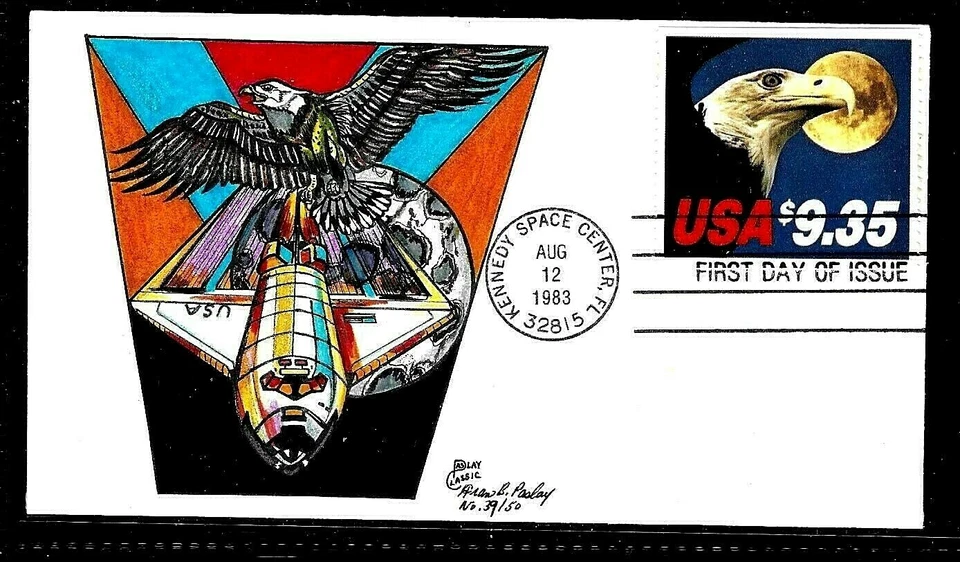 1909 $9.35 Stamp (1983) THE EAGLE & MOON FDC HD/HP BY PASLAY CLASSIC CACHETS - Image 1 of 1