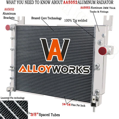 Aluminum 3 Row Radiator Fits 2000-04 DODGE DAKOTA 2.5L 3.7L 3.9L 4.7L 5.2 5.9L - Image 1 of 4