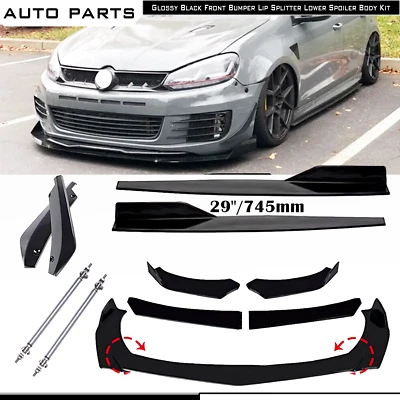 For Volkswagen Polo Front Bumper Lip Spoiler Splitter Side Skirt Bod Kit Gloss Foto 1 de 4